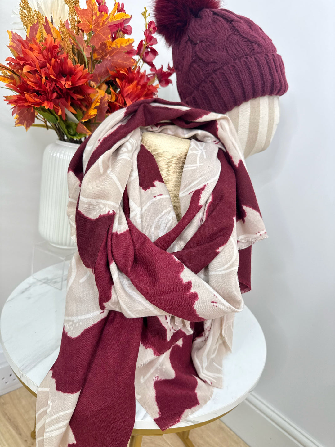 Rose Scarf - Wine
