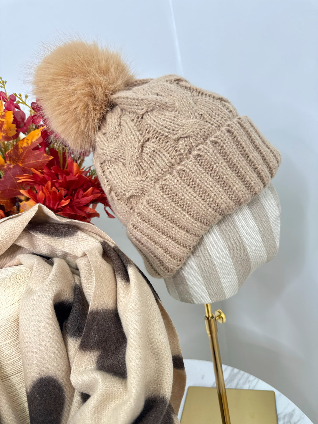 Luxe Pom Pom Hat - Camel