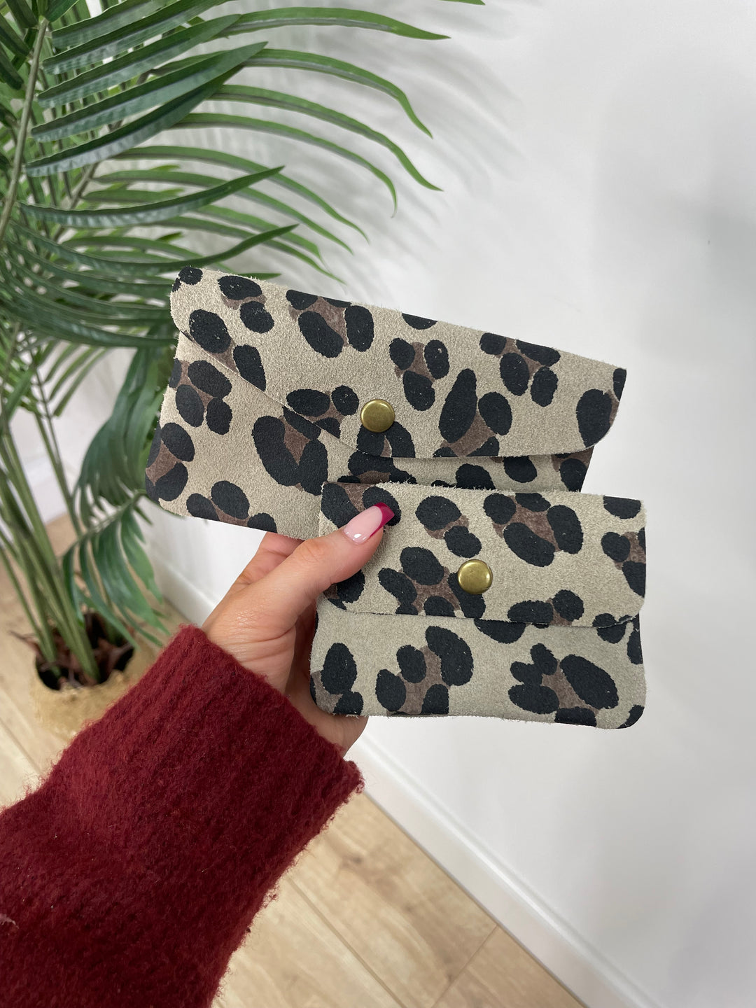 Real Suede Leopard Purse
