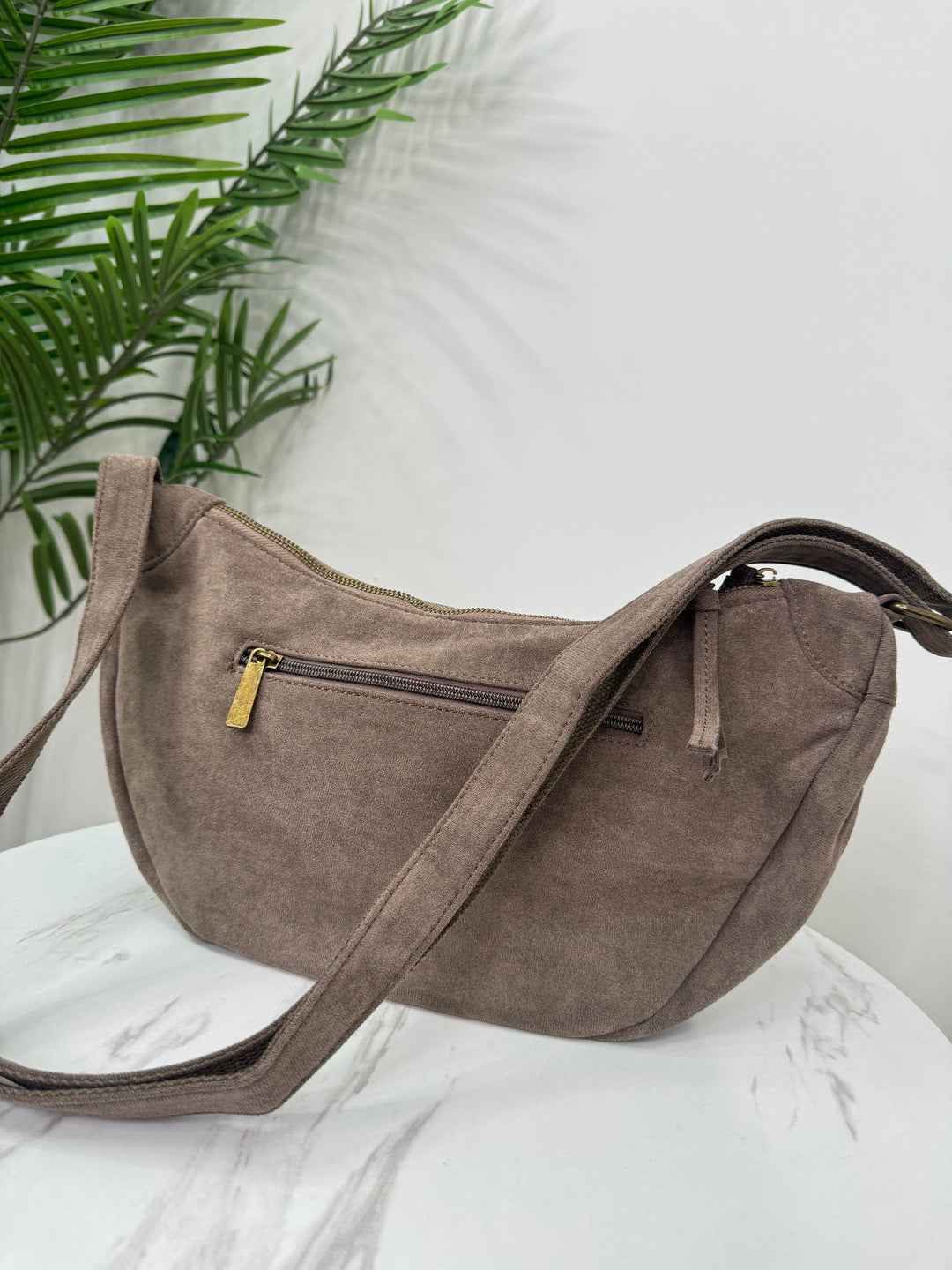 Suede Sling Bag - Mocha
