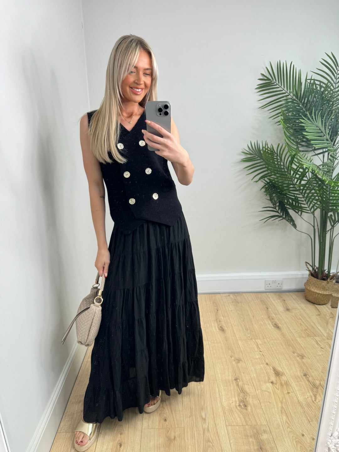 Indiah Tierred Skirt - Black