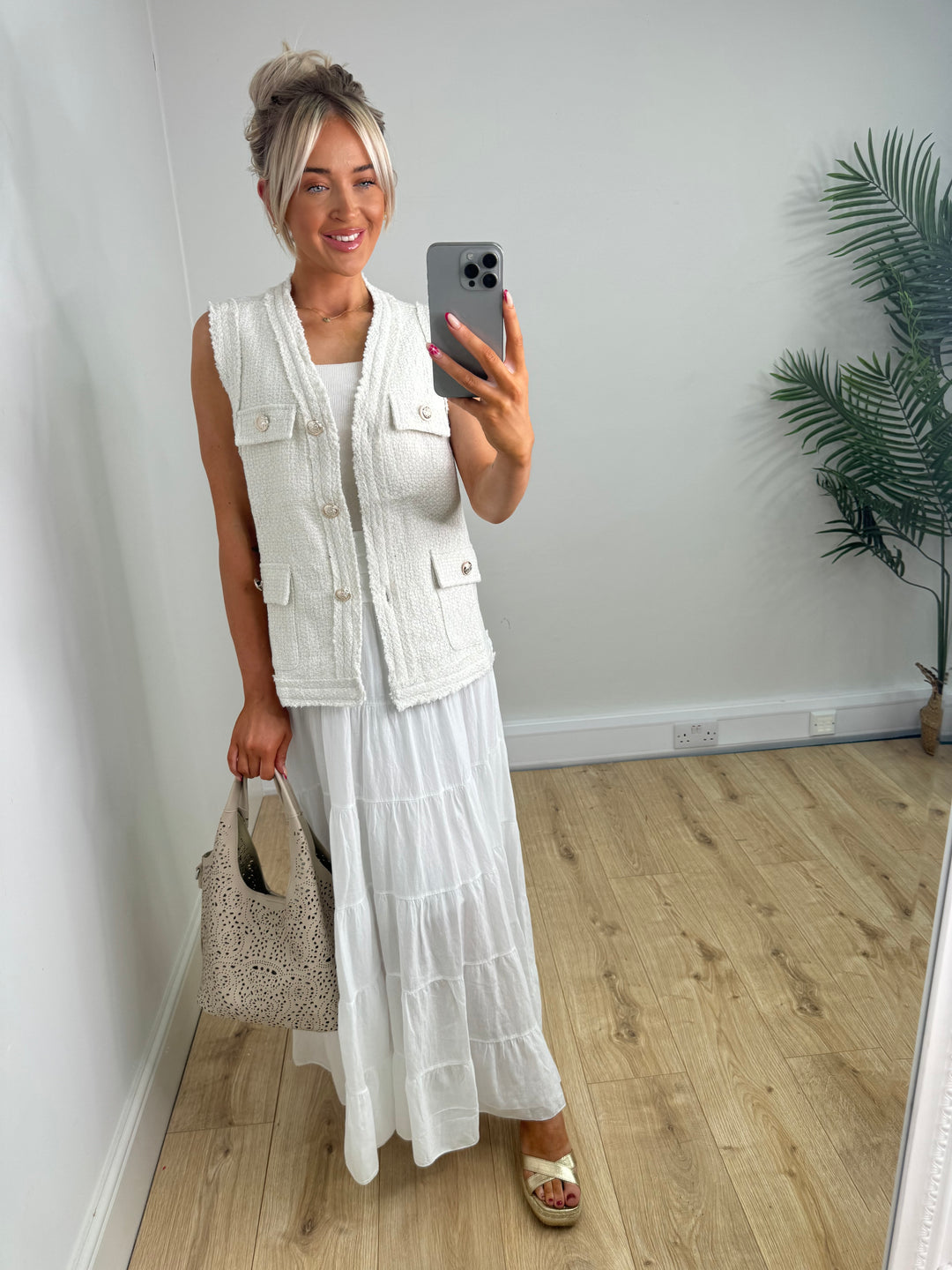 Monica Tweed Waistcoat - Cream
