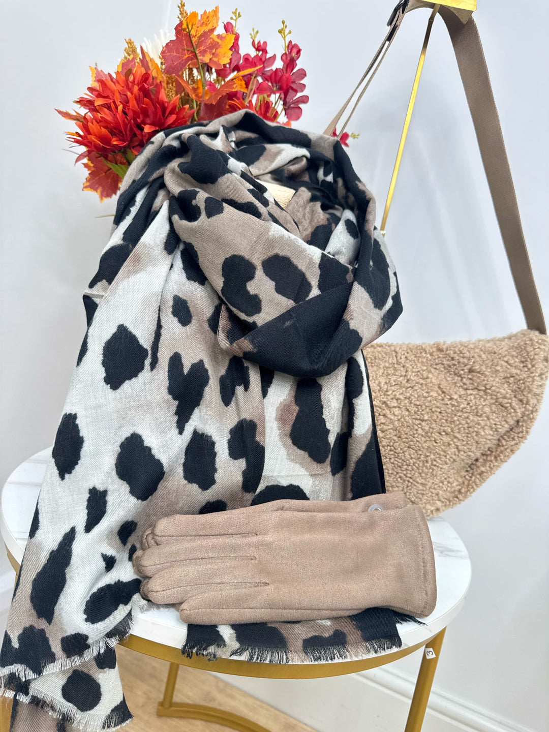 Leopard Scarf & Glove Bundle