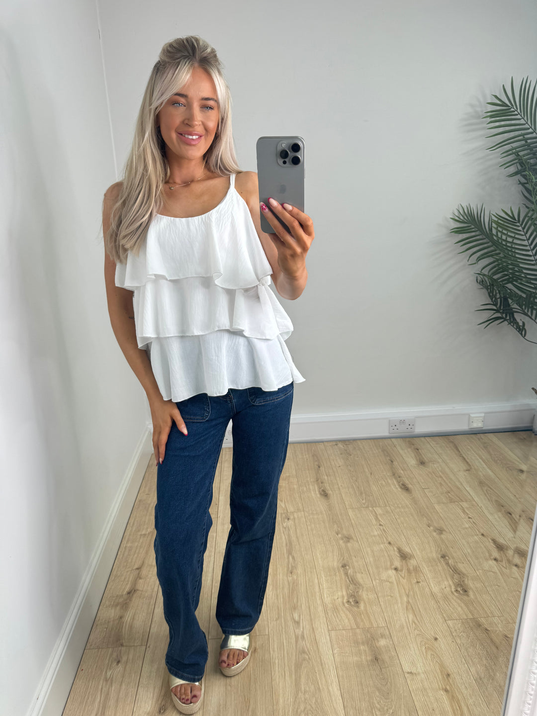 Ruffle Cami - White