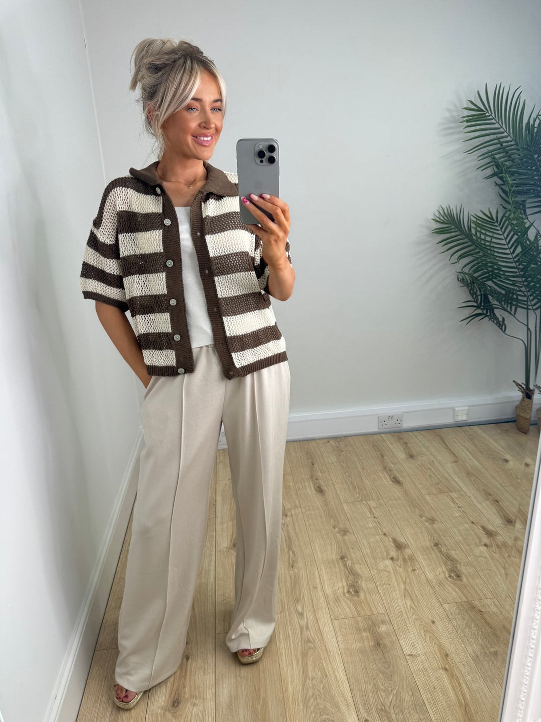 Mindy Crochet Shirt - Chocolate