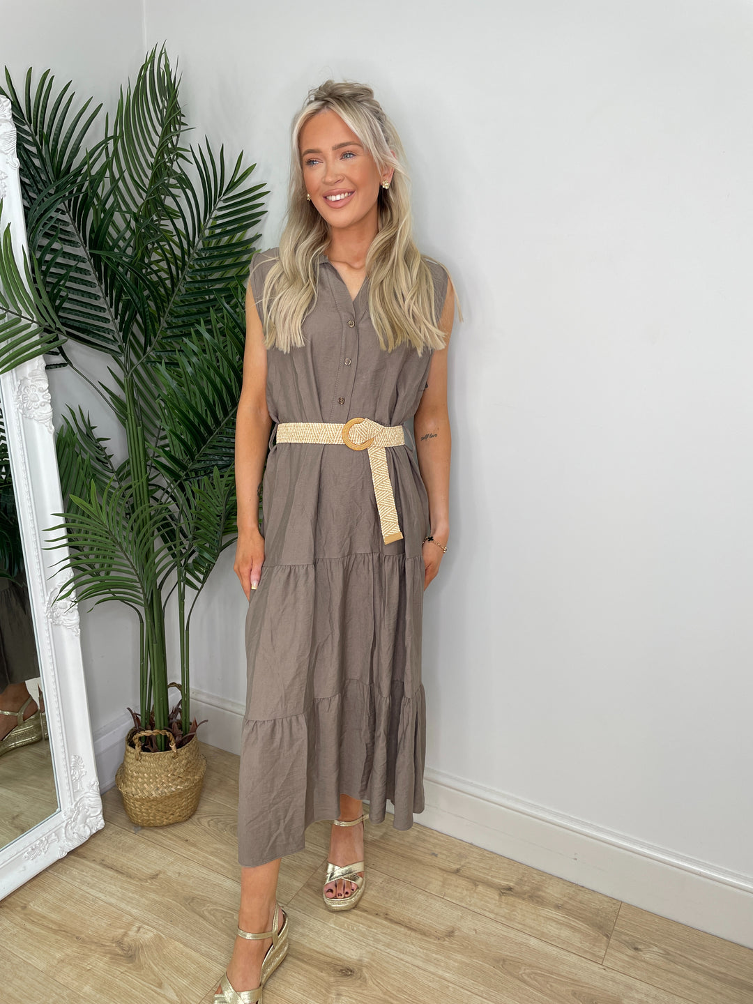 Jersey Sleeveless Smock Dress - Mocha