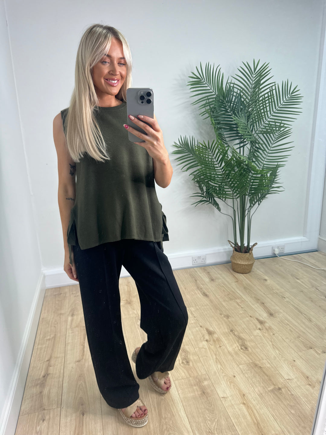 Nadine Tie Top - Khaki