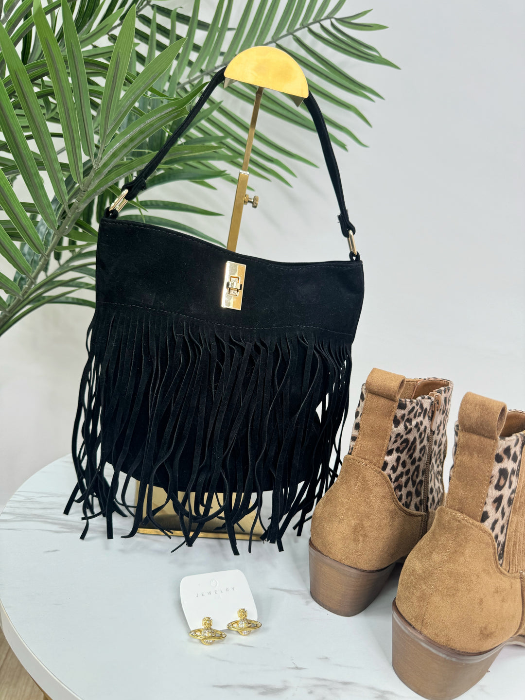 Small Tassel Shoulder Bag - Black