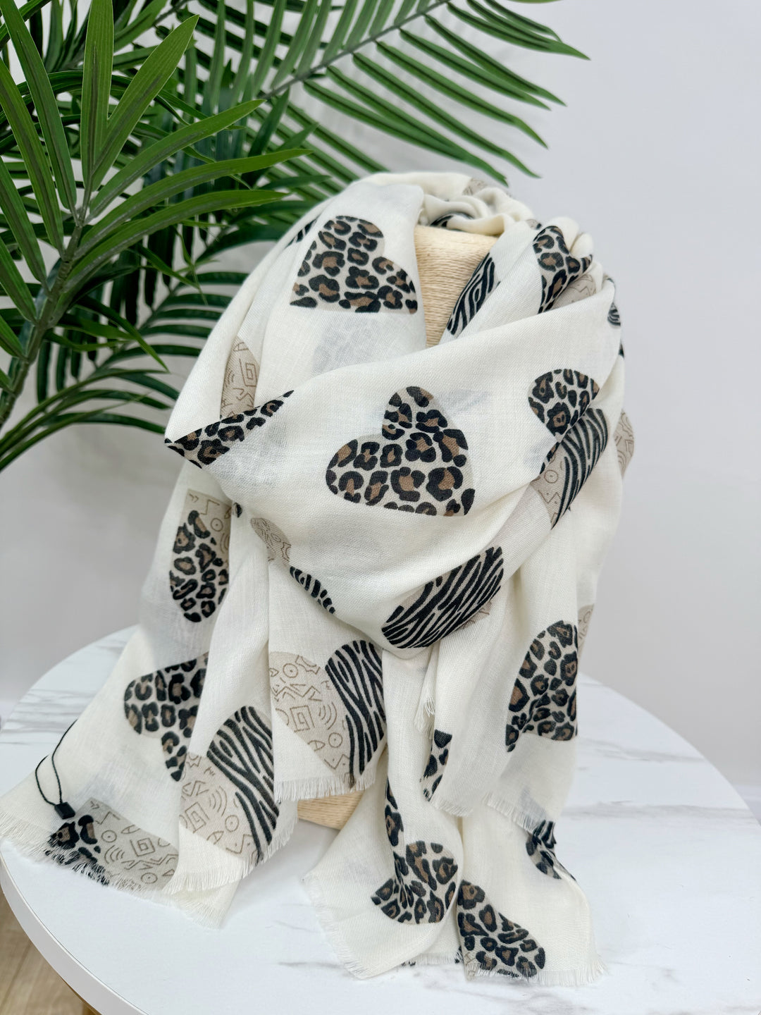 Monroe Heart Scarf - Cream