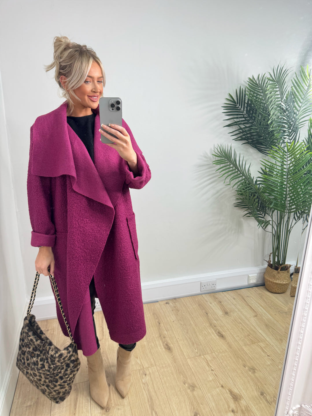 Elizabeth Boucle Coat - Berry