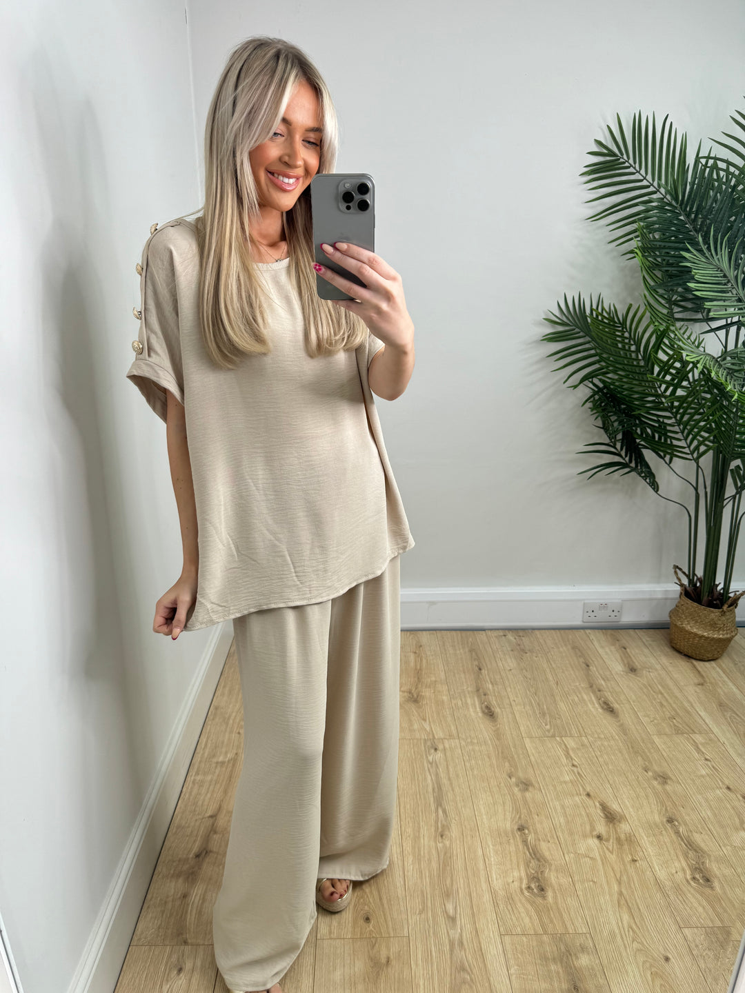 Gold Button Coord - Cream