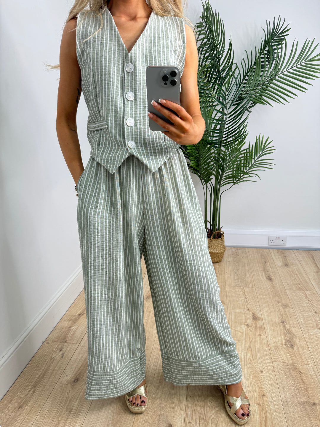 Olsen Stripe Trousers - Khaki