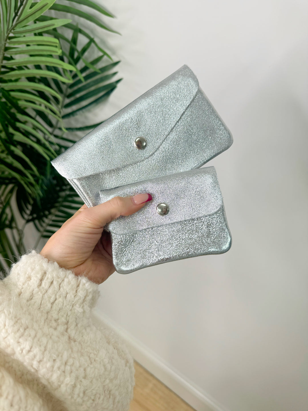Real Leather Purse - Silver