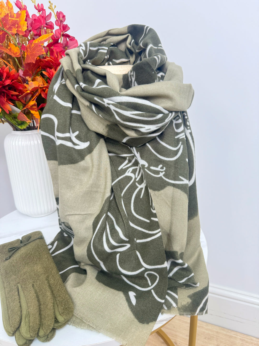 Rose Scarf - Khaki