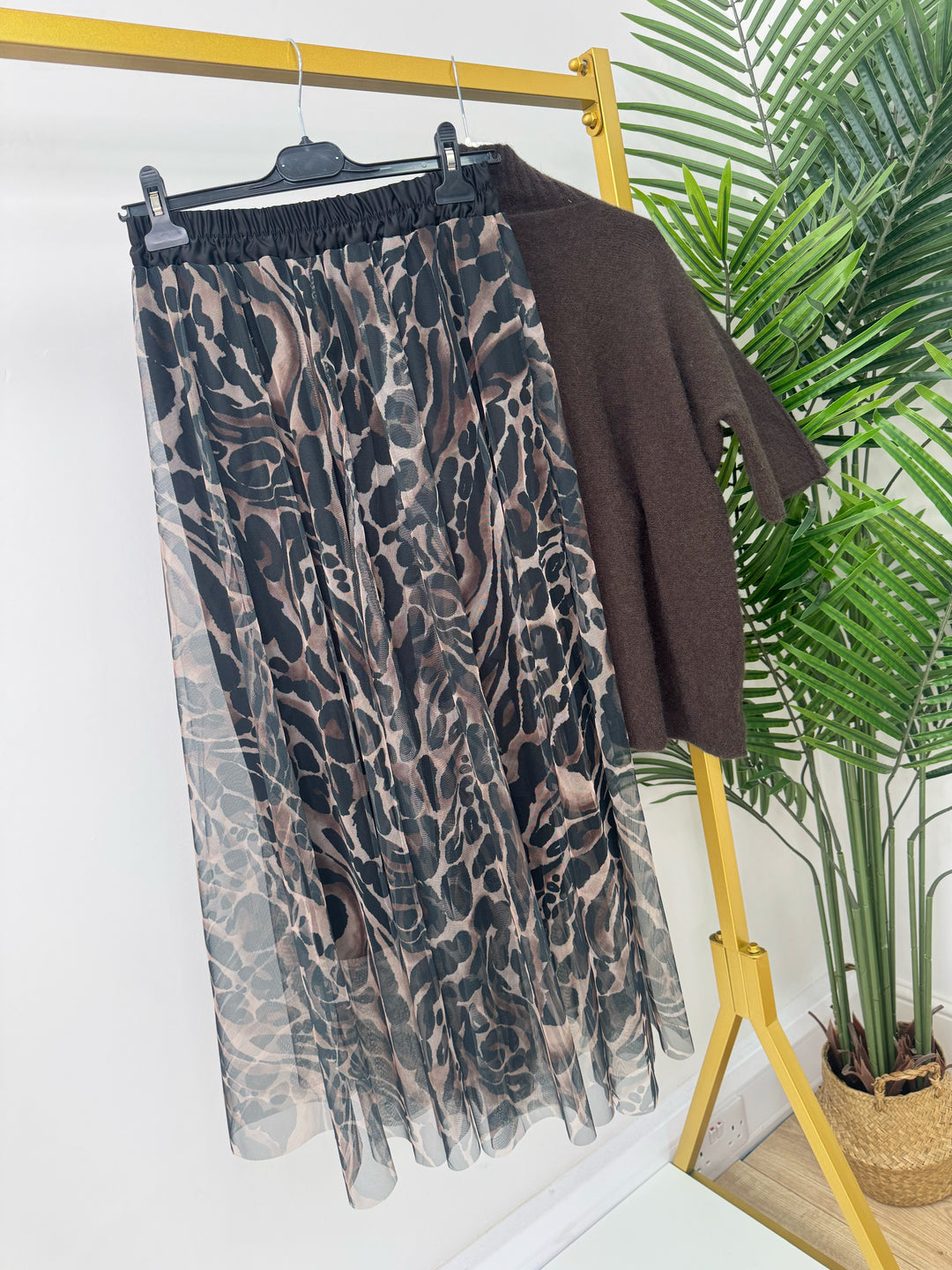 Tulle Leopard Skirt - Brown