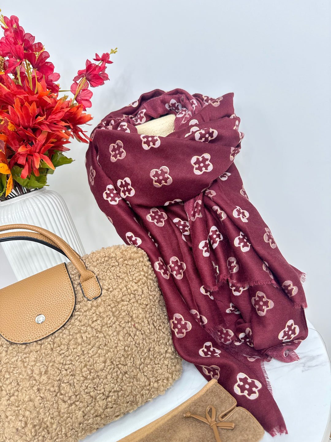 Clover Scarf - Wine