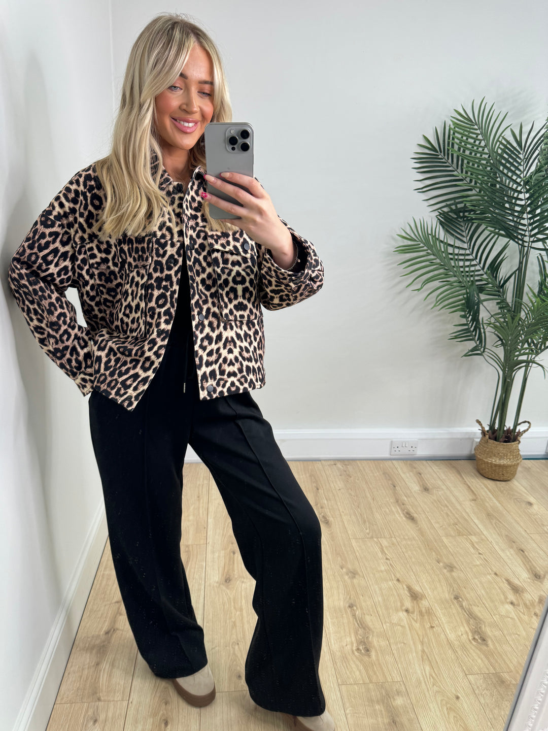 Fiona Leopard Denim Jacket