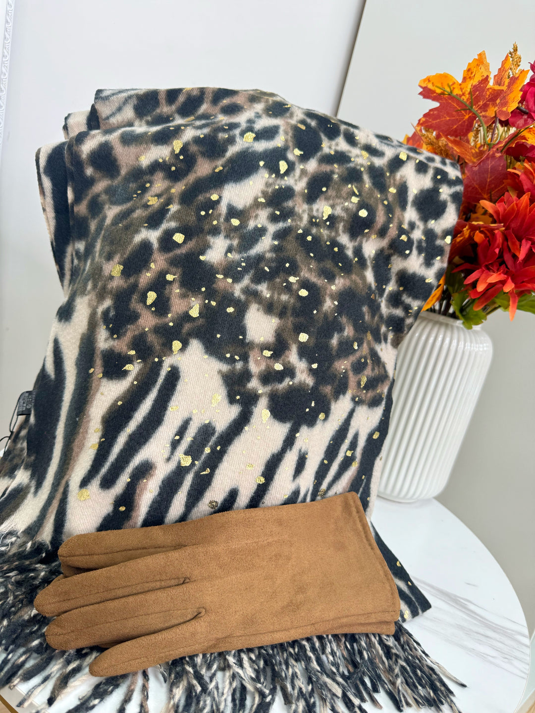 Leopard Scarf & Glove Bundle