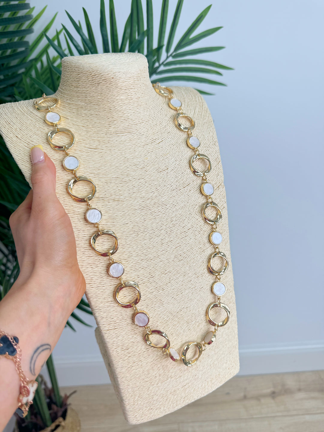 Long Line Ring Necklace - Gold