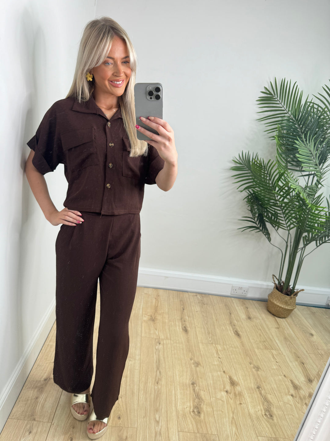 Emily Shirt Coord - Chocolate