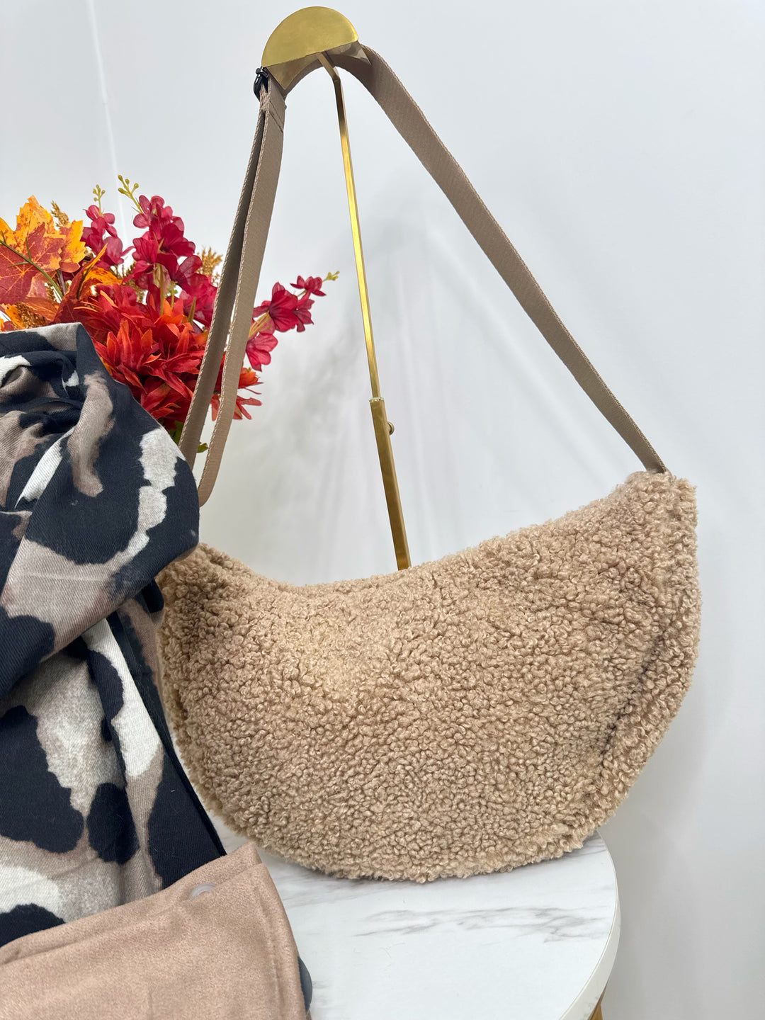 Large Teddy Sling Bag - Cream