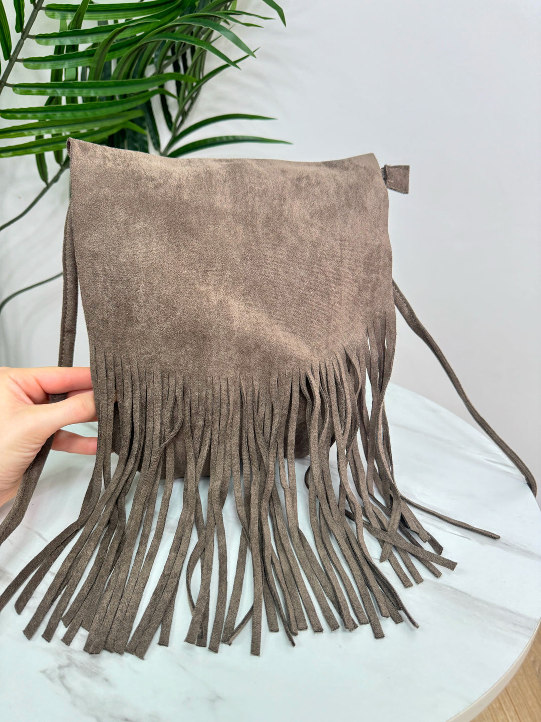 Suede Tassel Crossbody - Mocha
