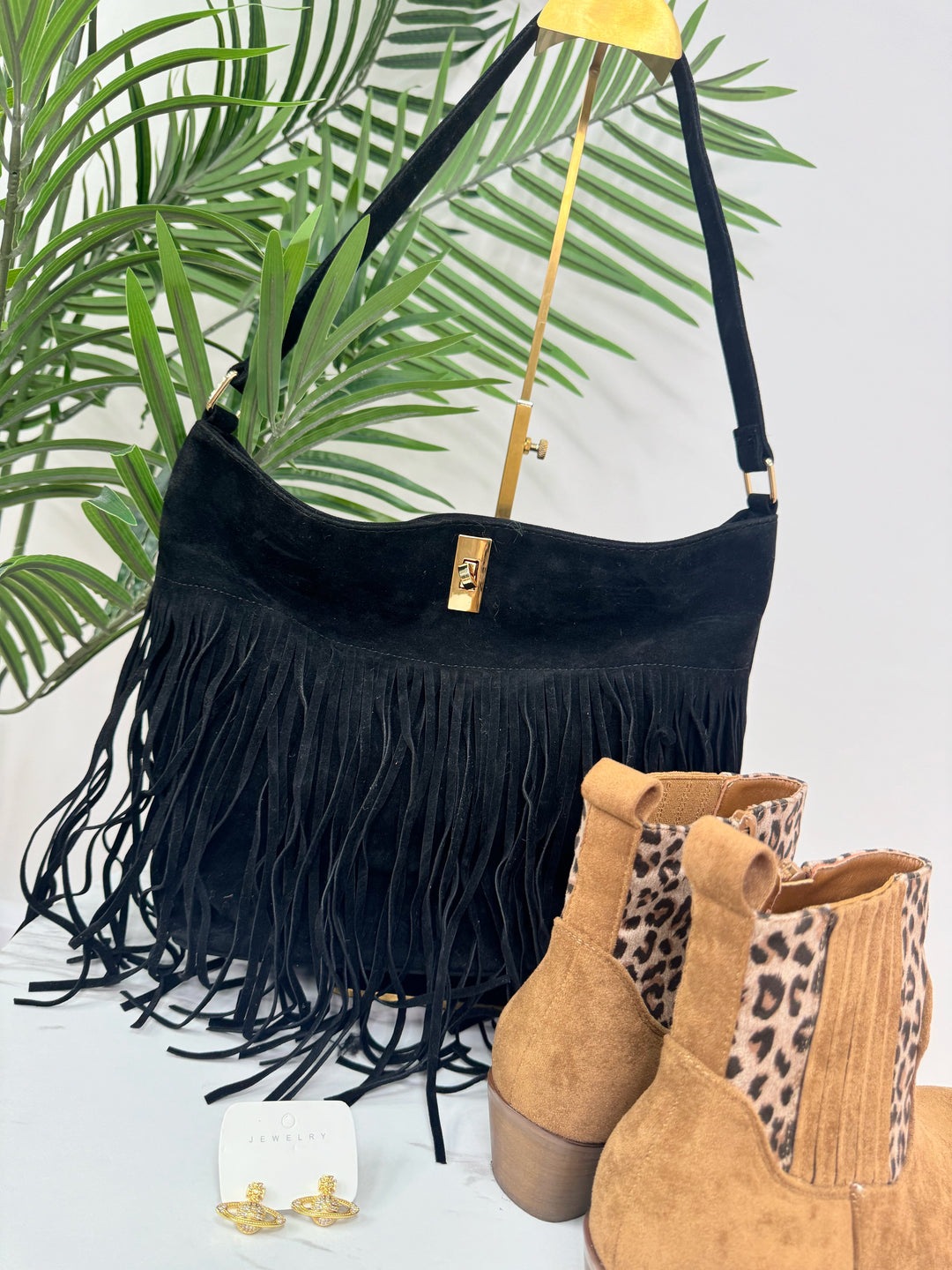 Large Tassel Shoulder Bag - Black