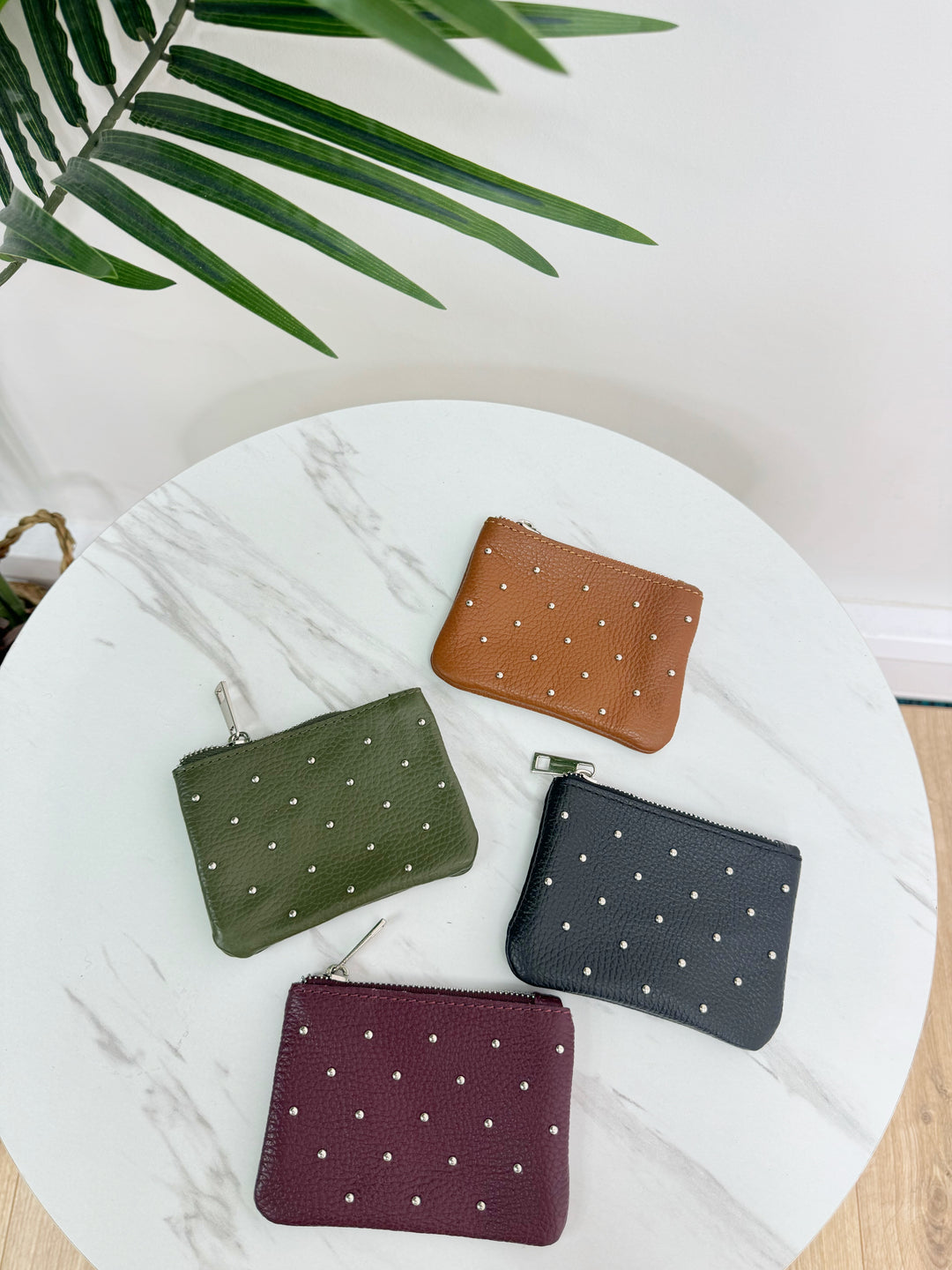 Leather Stud Coin Purse