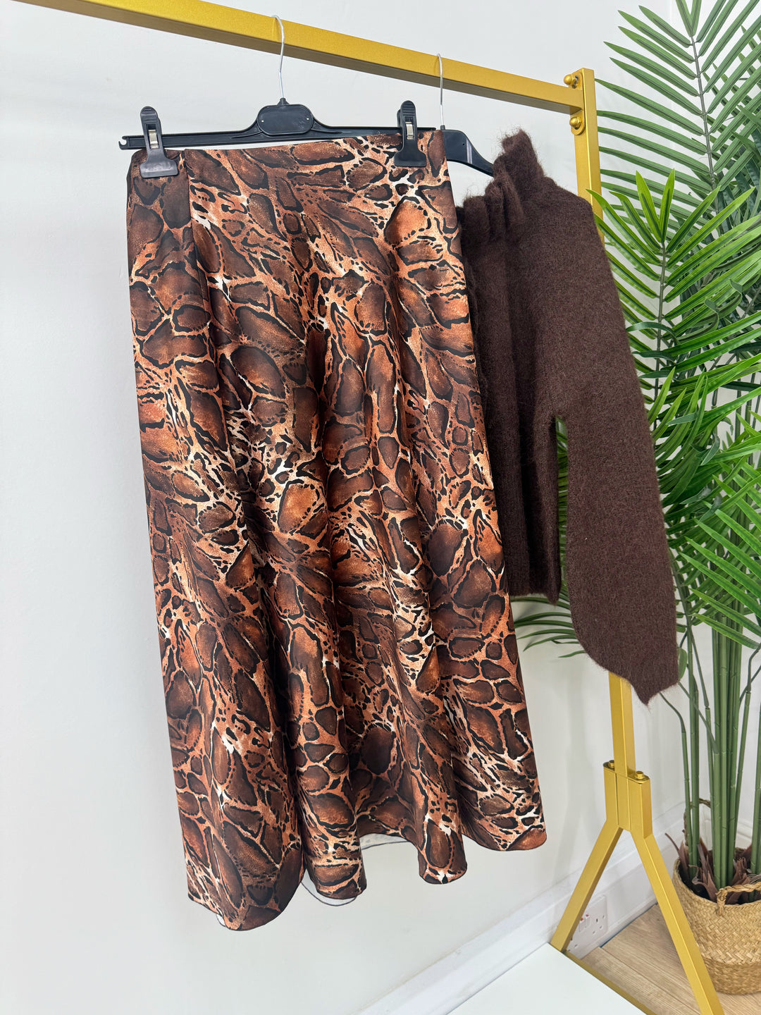 Animal Print Satin Skirt