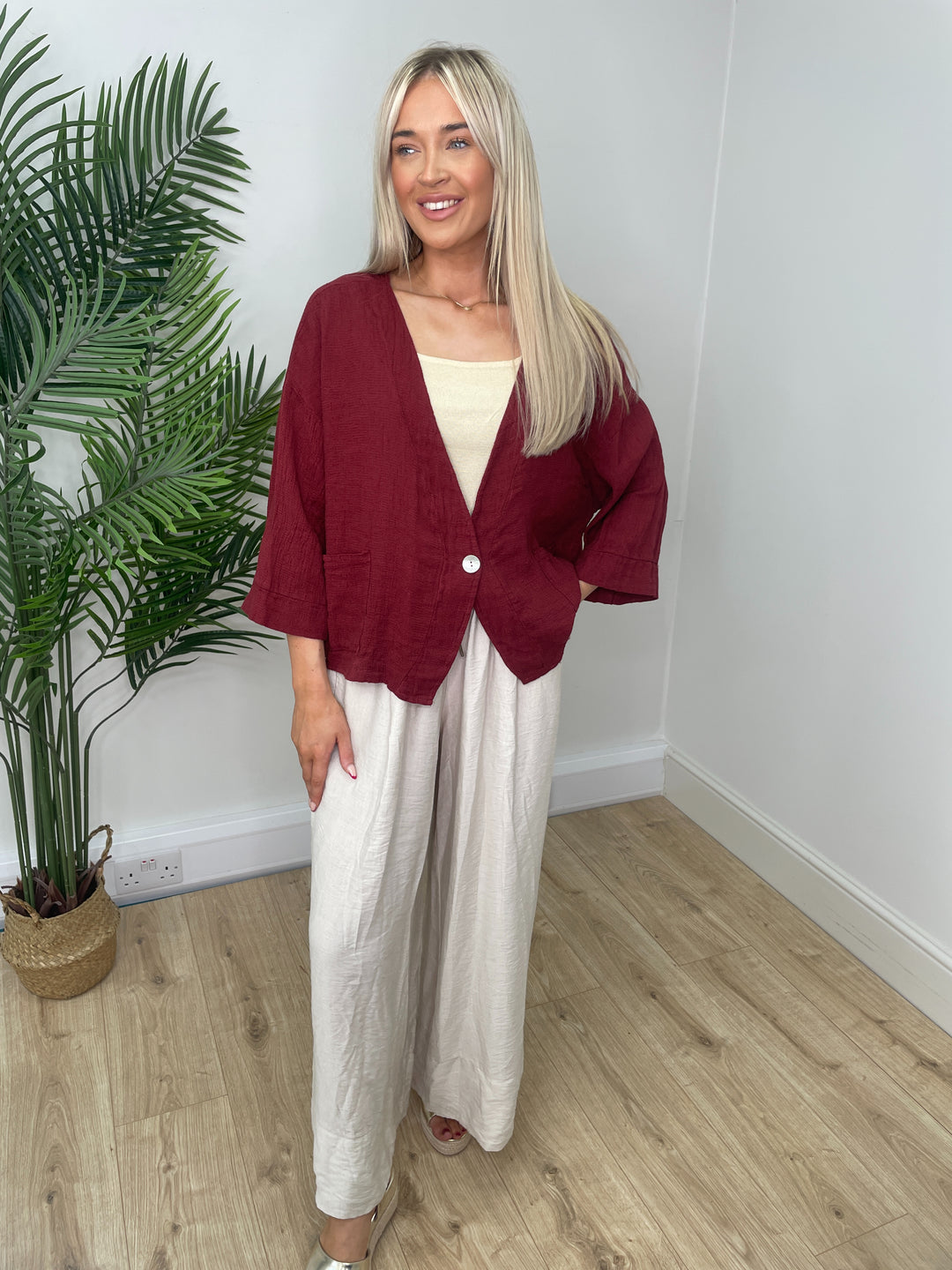 Tea Bag Cardigan - Burgundy