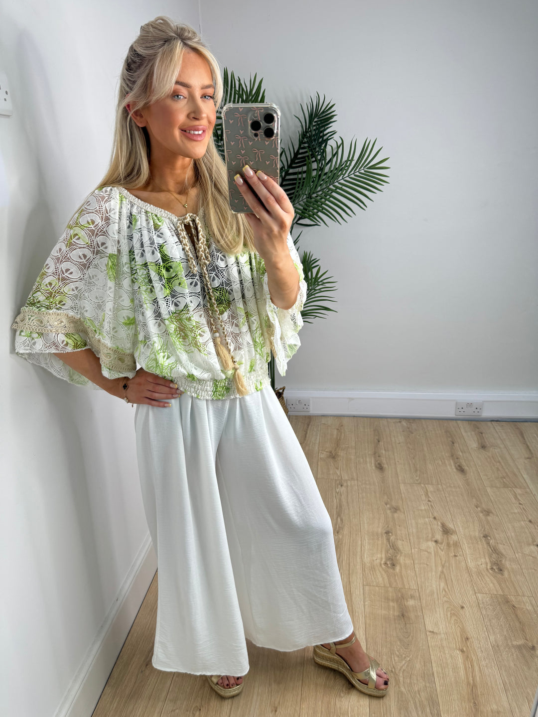 Holiday Lace Top - Lime