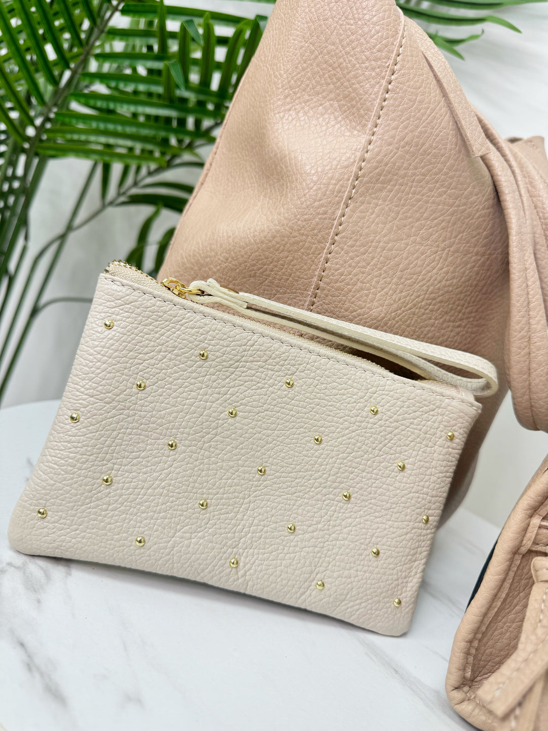 Stud Wallet - Cream