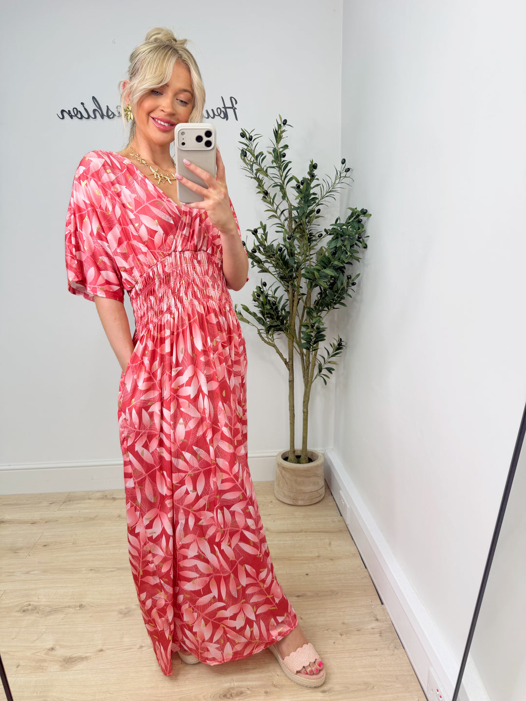 Leanne Dress - Pink & Coral