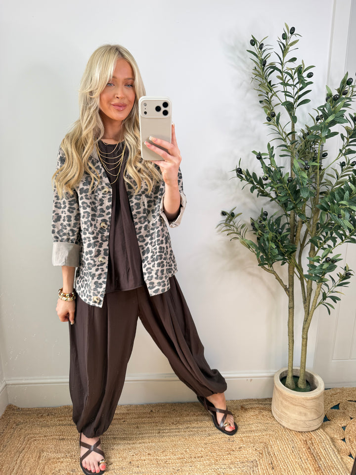 Lucie Leopard Magic Jacket - Mocha