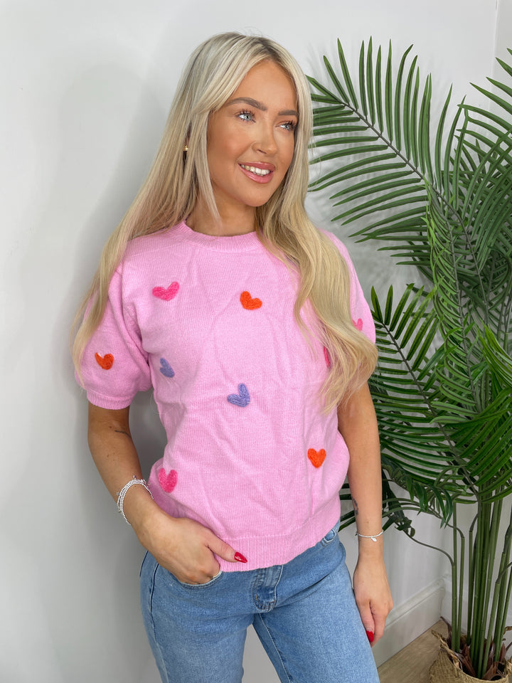 Nadine Heart Knit - Pink