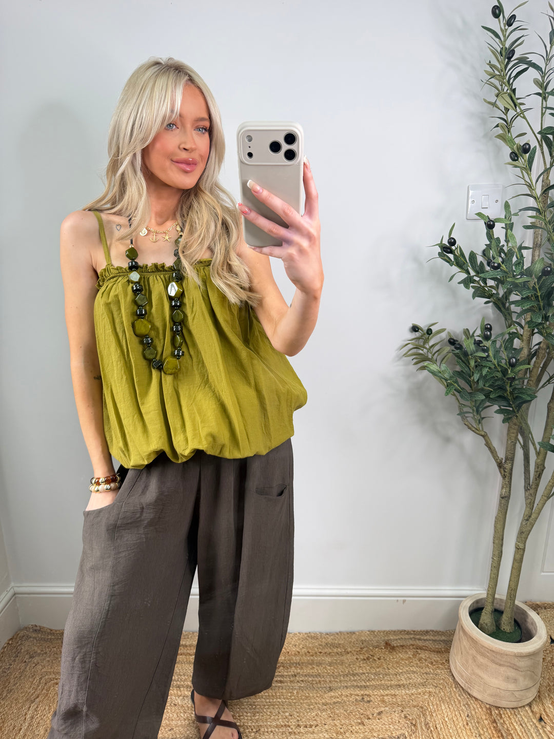 Cotton Bubble Top - Lime