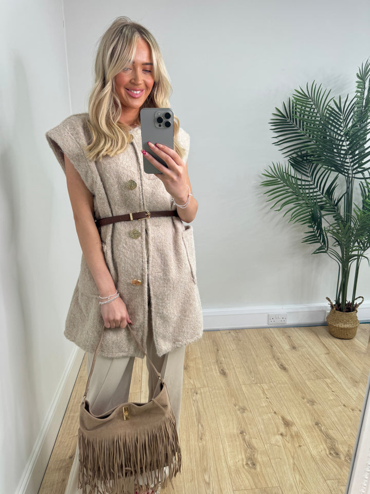 Kellie Belted Waistcoat - Cream