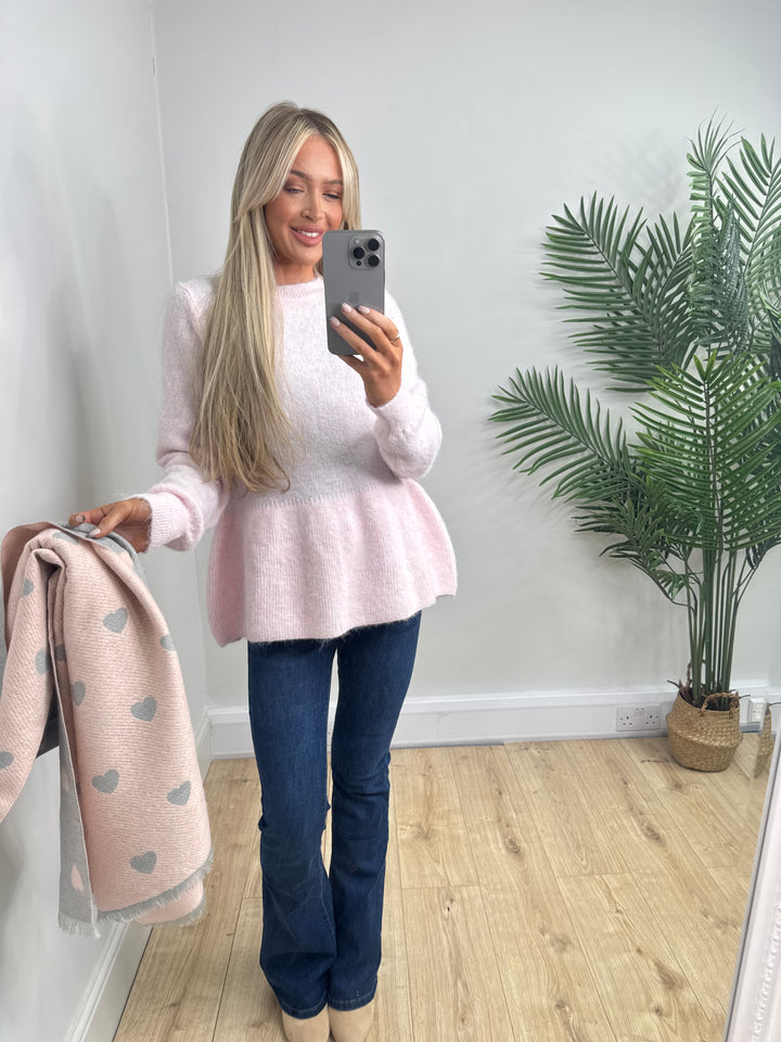 Bianca Peplum Knit - Baby Pink