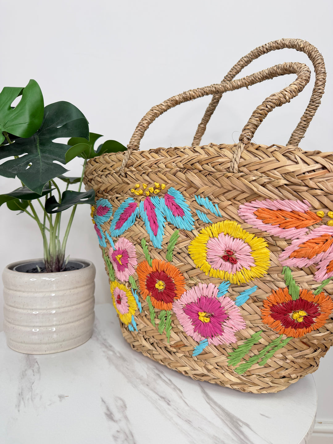 Large Wicker Bag - Floral