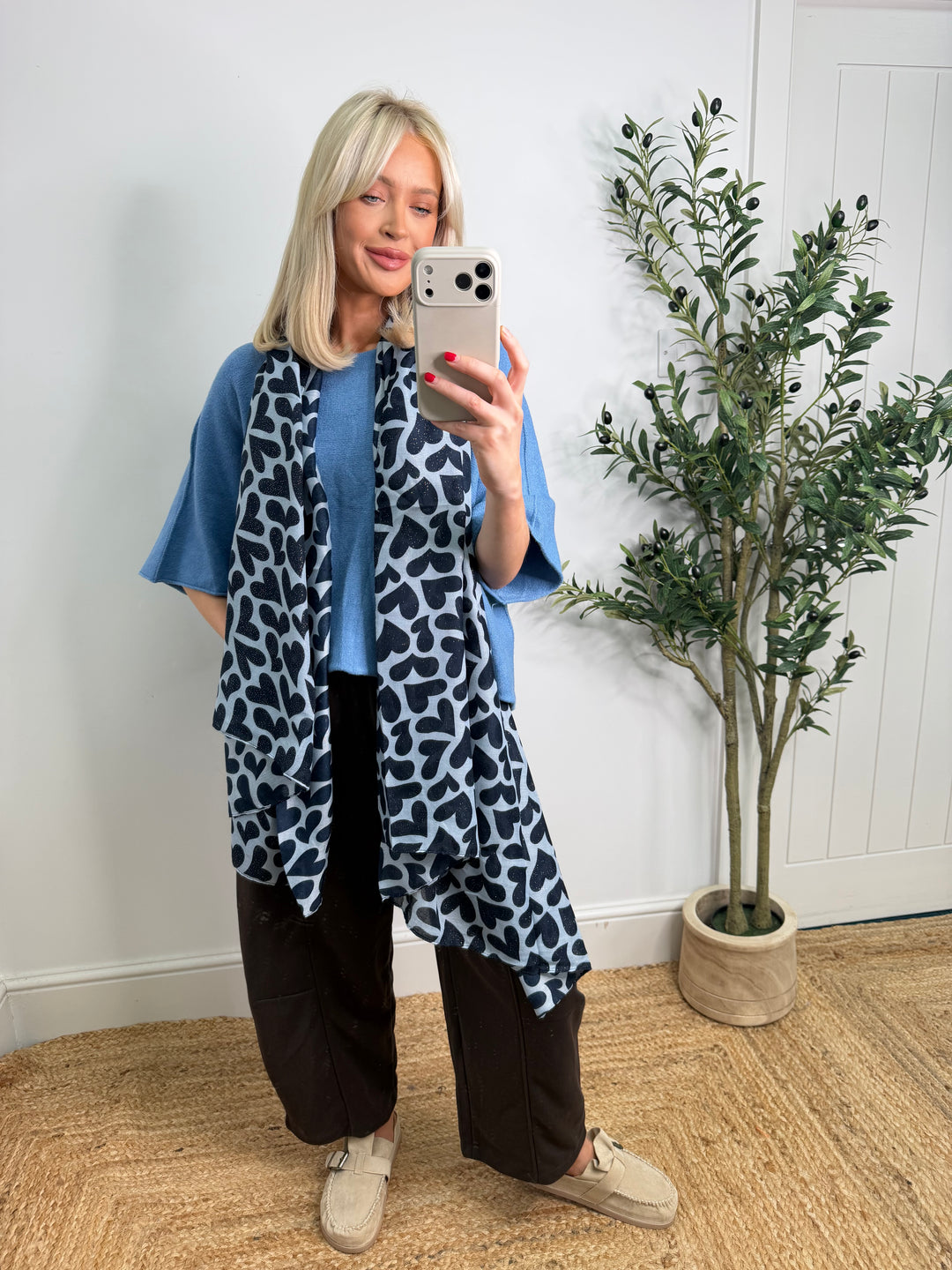 Celine Heart Scarf - Blue