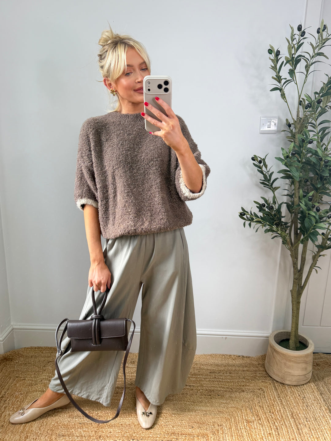 Mila Popcorn Knit - Chocolate & Cream