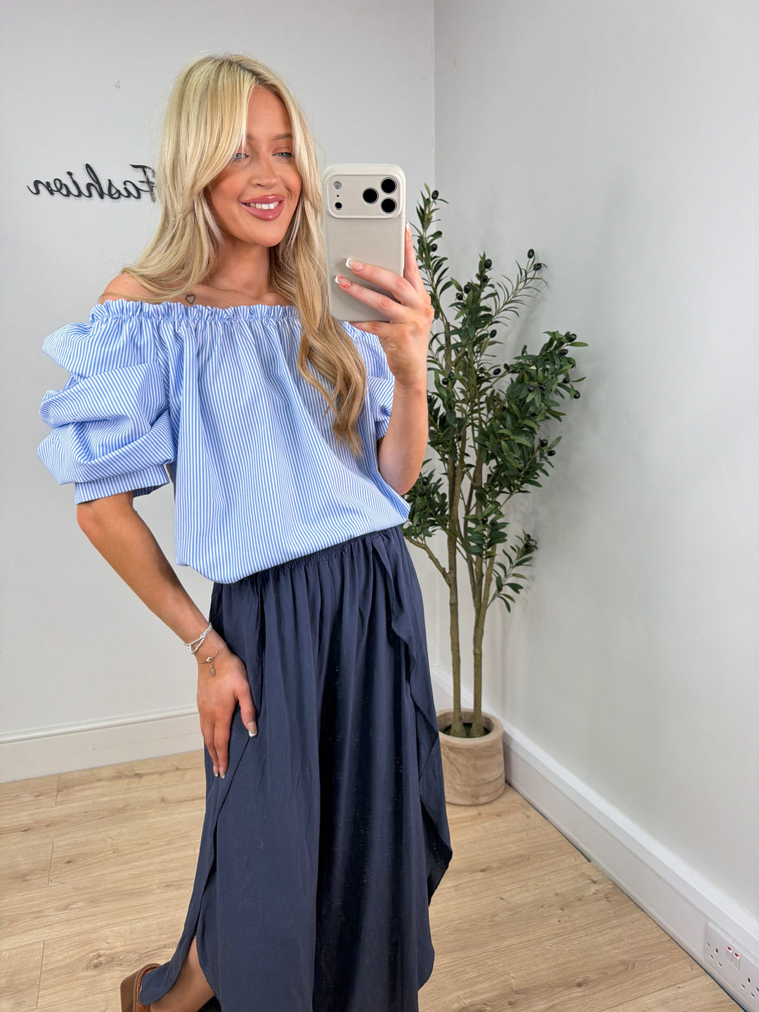 Nellie Pinstripe Top - Blue