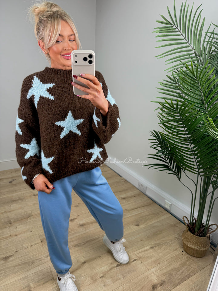 Multi Star - Baby Blue & Chocolate