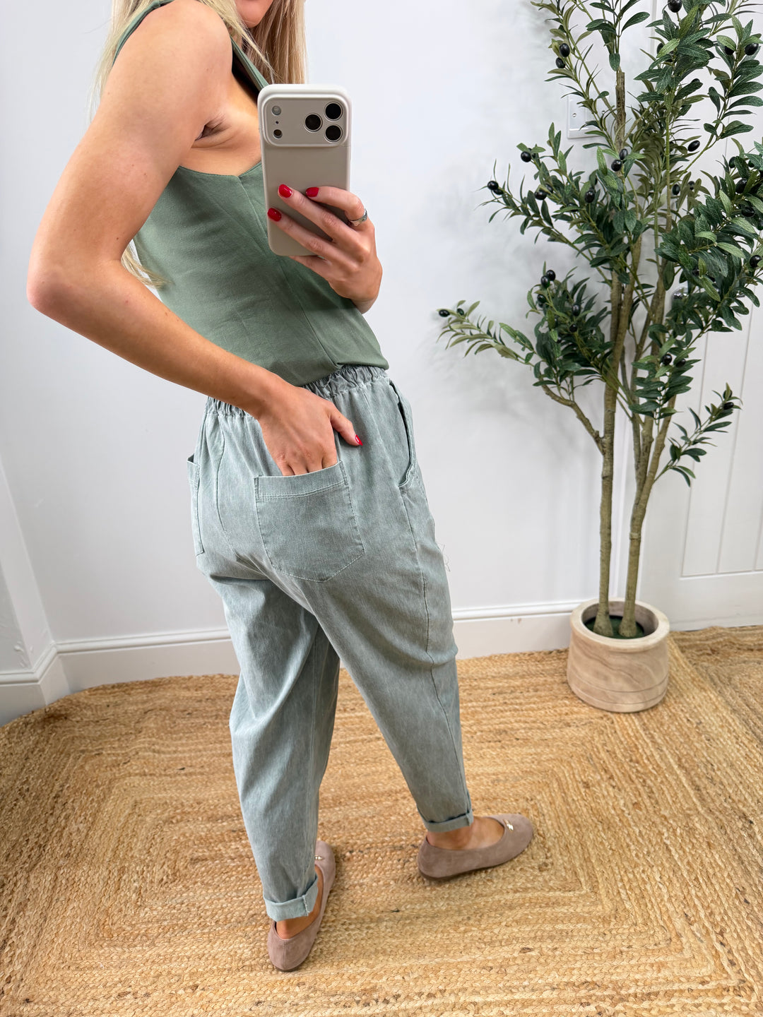 Magic Barrel Acid Wash Trousers - Khaki