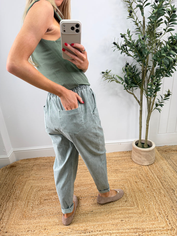 Magic Barrel Acid Wash Trousers - Khaki