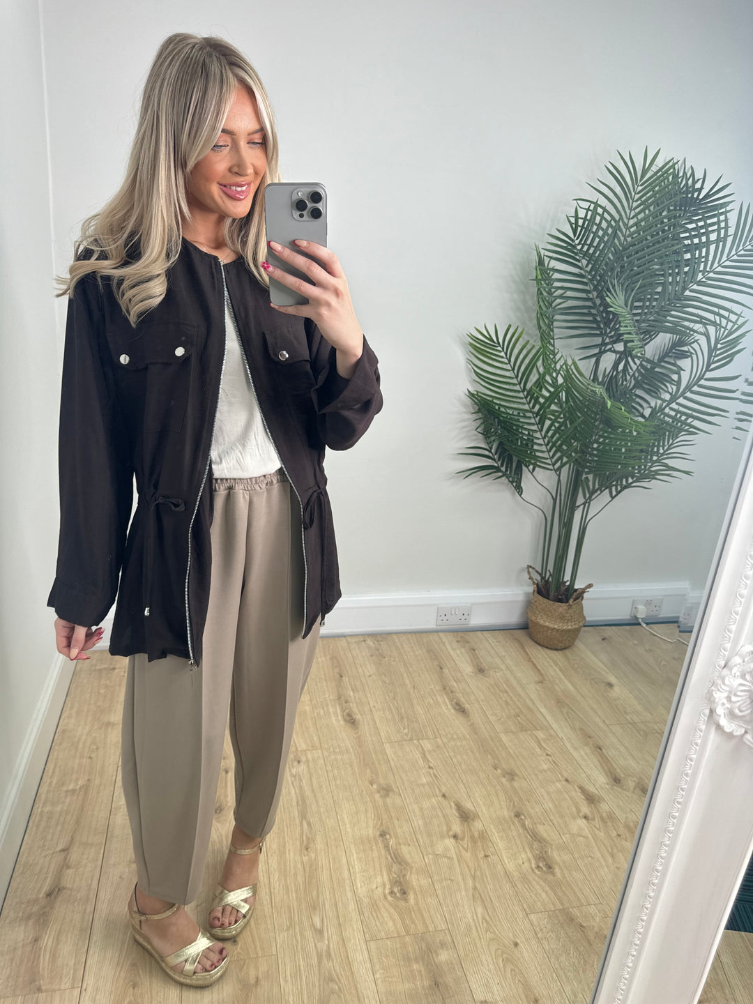 Jazmine Drawstring Jacket - Chocolate