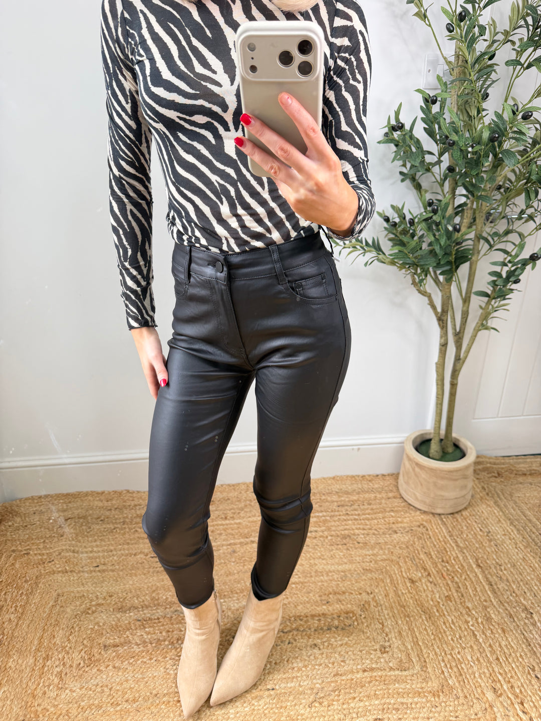 Gsmack PU Skinny Jean - Black