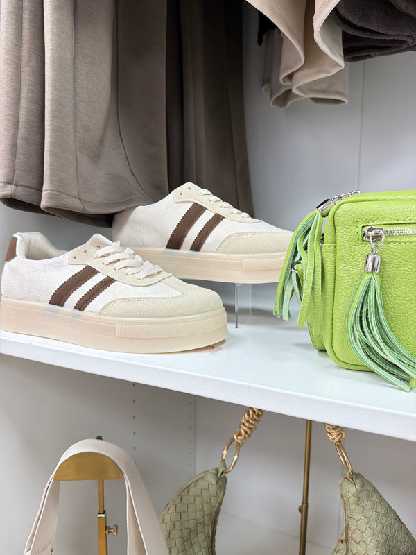Stripe Trainers - Chocolate