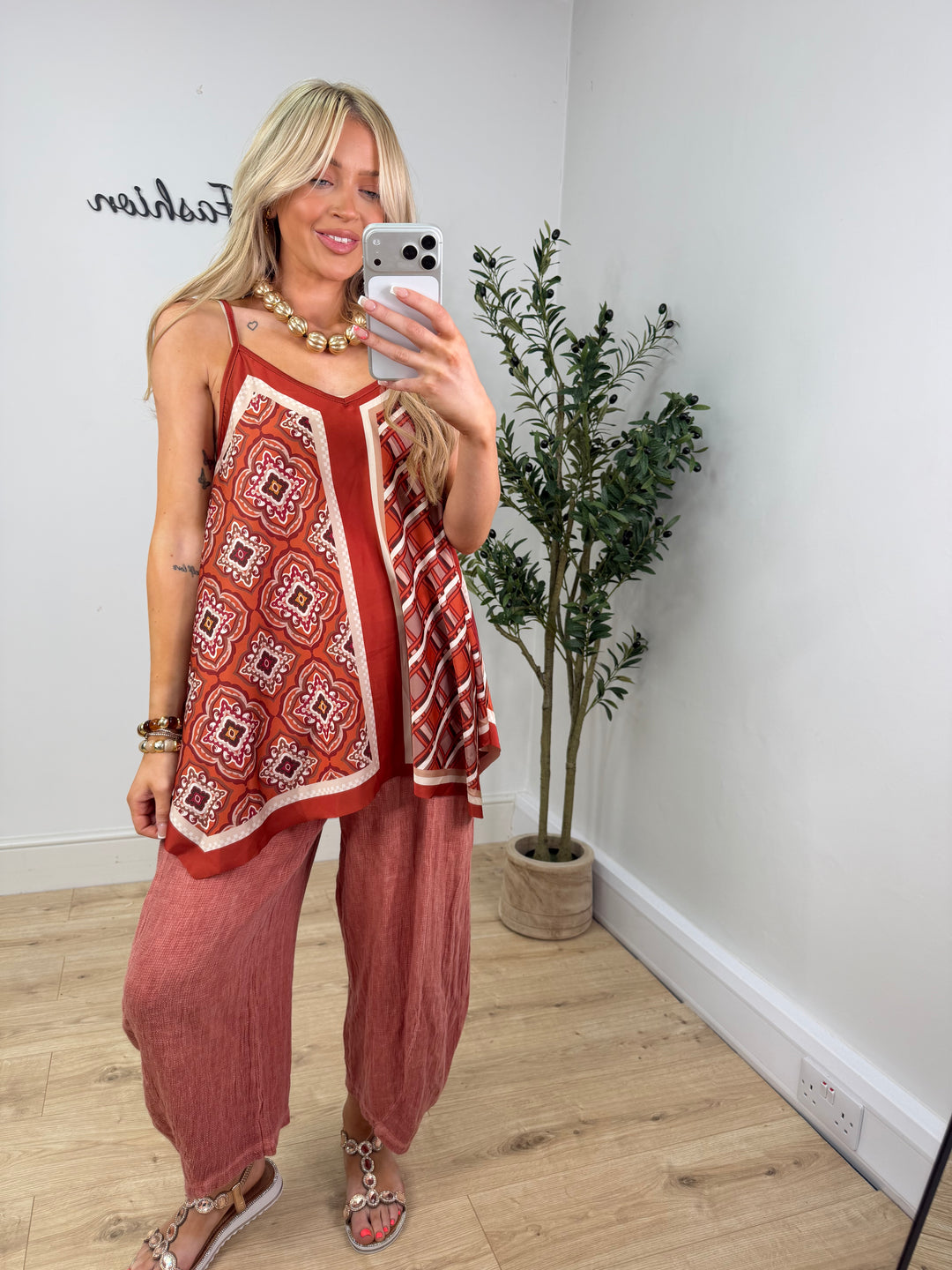 Julie Printed Cami - Rust