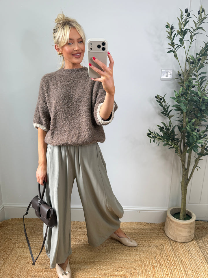 Mila Popcorn Knit - Chocolate & Cream